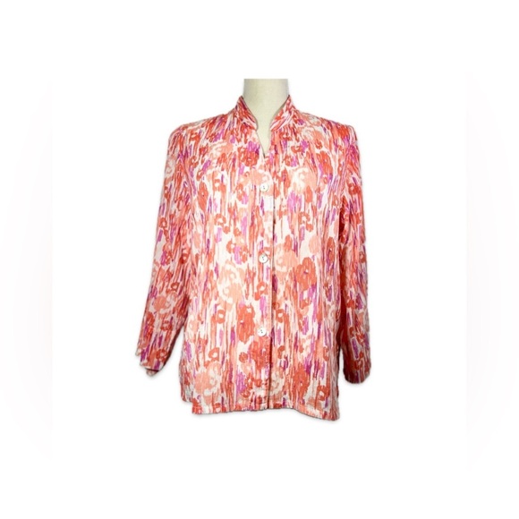 hearts of palm Tops - Hearts of Palm Button Down Blouse Women’s Size 14 Pink/Orange/White
